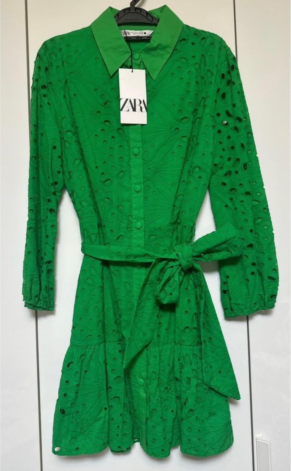 자라 그린 아일렛 펀칭 셔츠 원피스 상품이미지6
