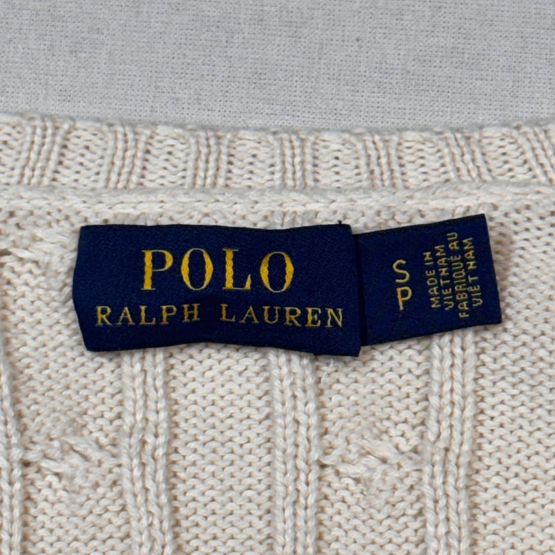 S) 폴로 랄프로렌 아이보리 케이블 꽈배기 브이넥 니트 상품이미지6