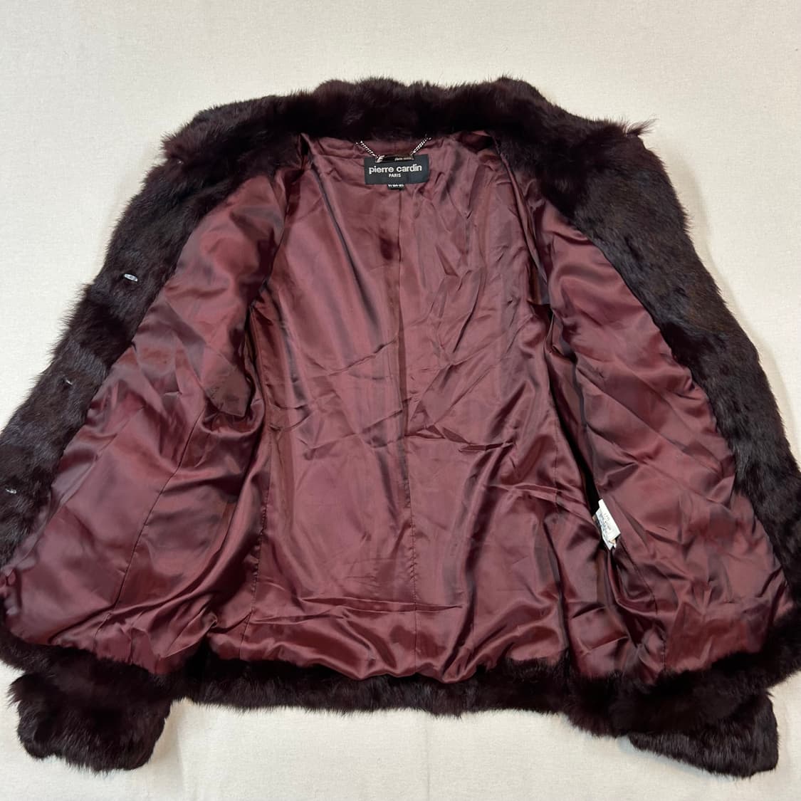 pierre cardin 버건디 토끼털 래빗 퍼 모피 자켓 상품이미지5