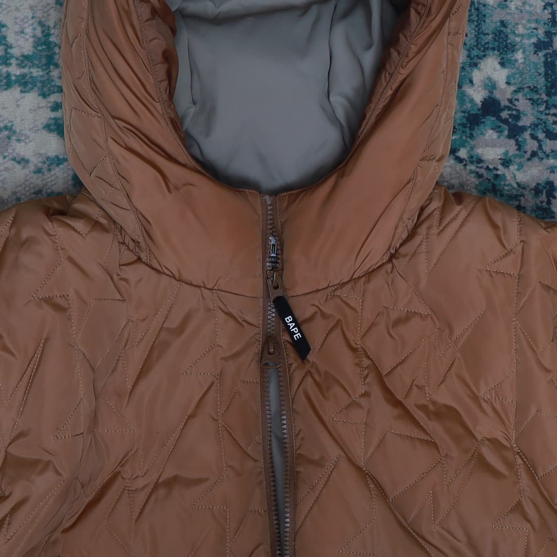 Bape 베이프 23FW 베이프스타 퀄팅 다운 후드 자켓 브라운 XL 상품이미지3