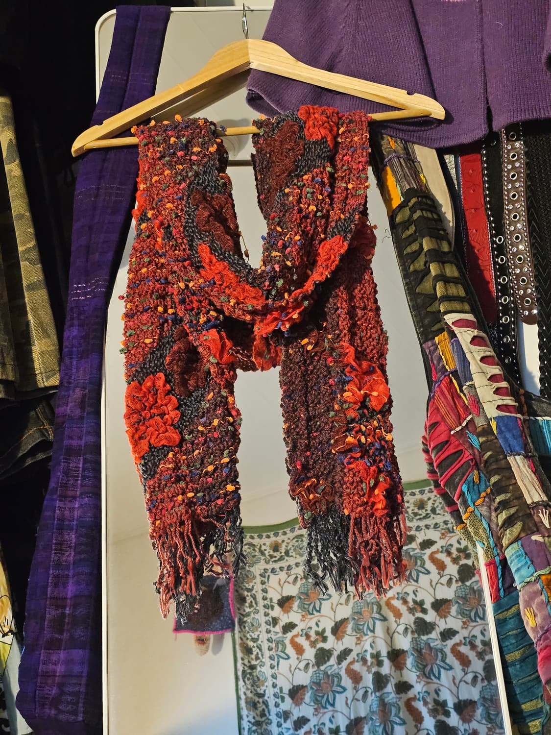 입체 레드꽃 머플러 상품이미지1