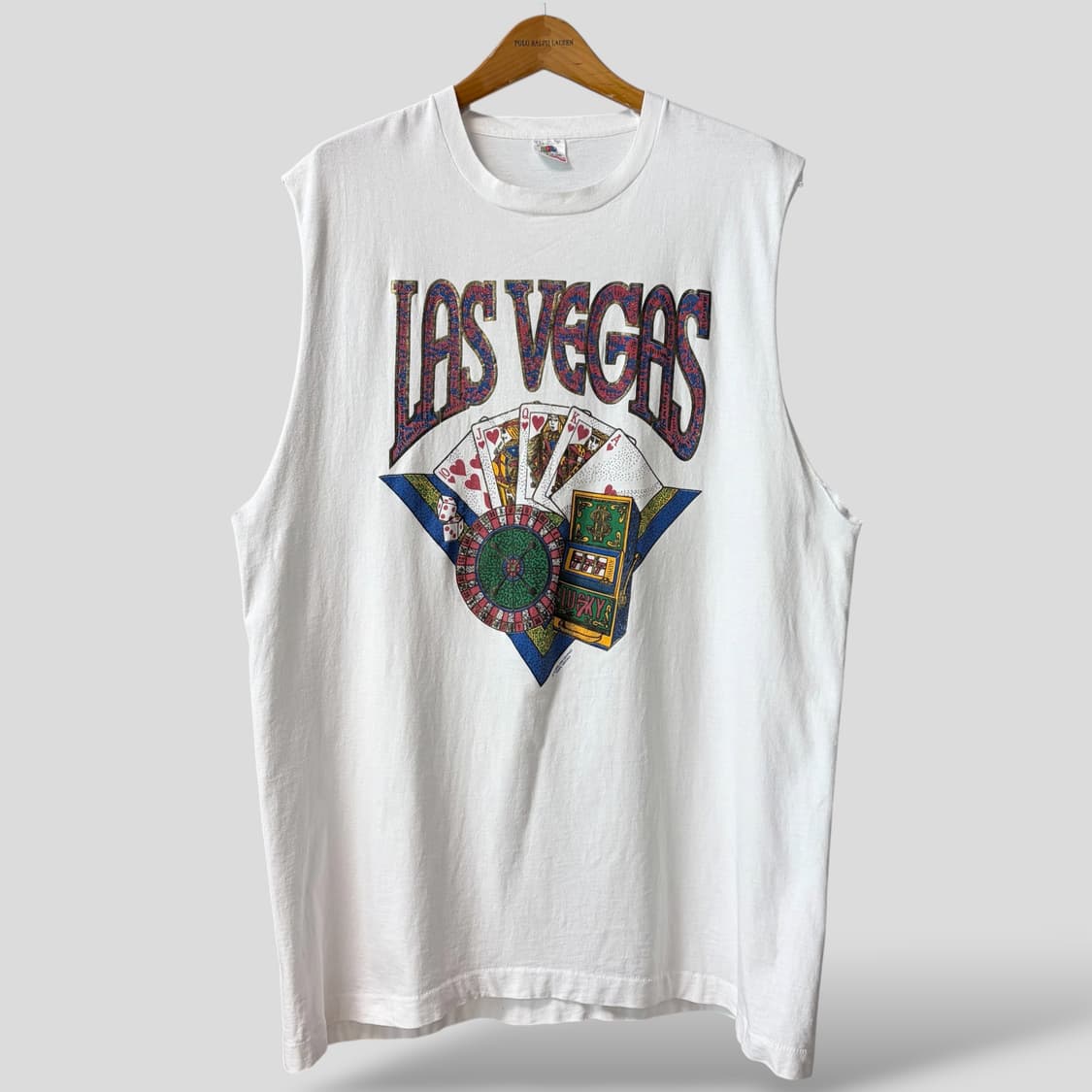 (2XL)90s 빈티지 라스베가스 슬리브리스 티셔츠 상품이미지1