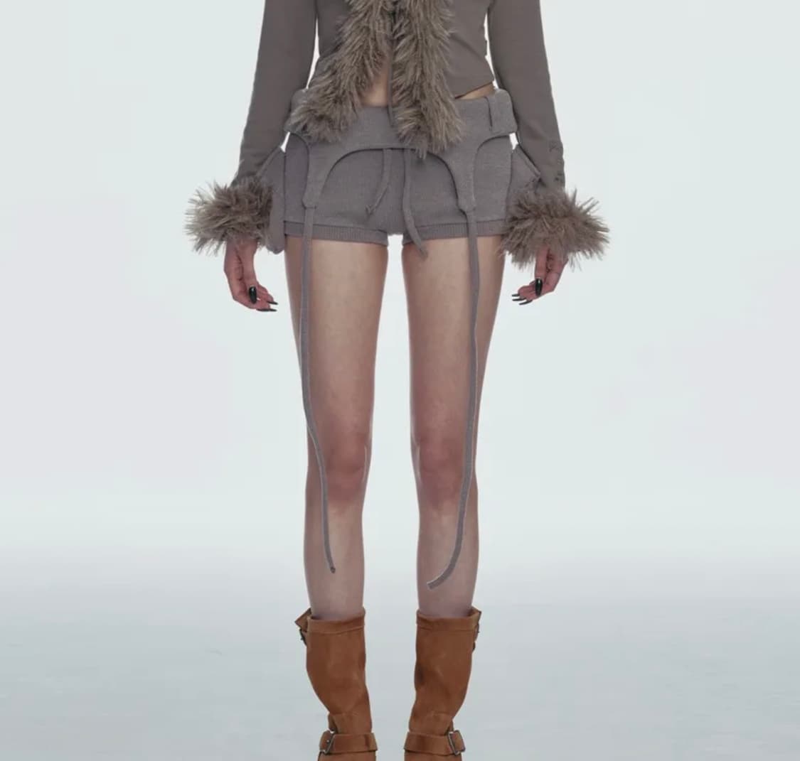 BOLD LOGO POCKET KNIT SHORTS_BROWN 상품이미지3