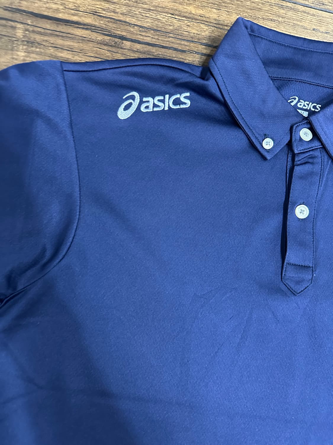 아식스 네이비 반팔폴로티 M 새제품 올드스쿨 시원한재질 일본판 상품이미지2