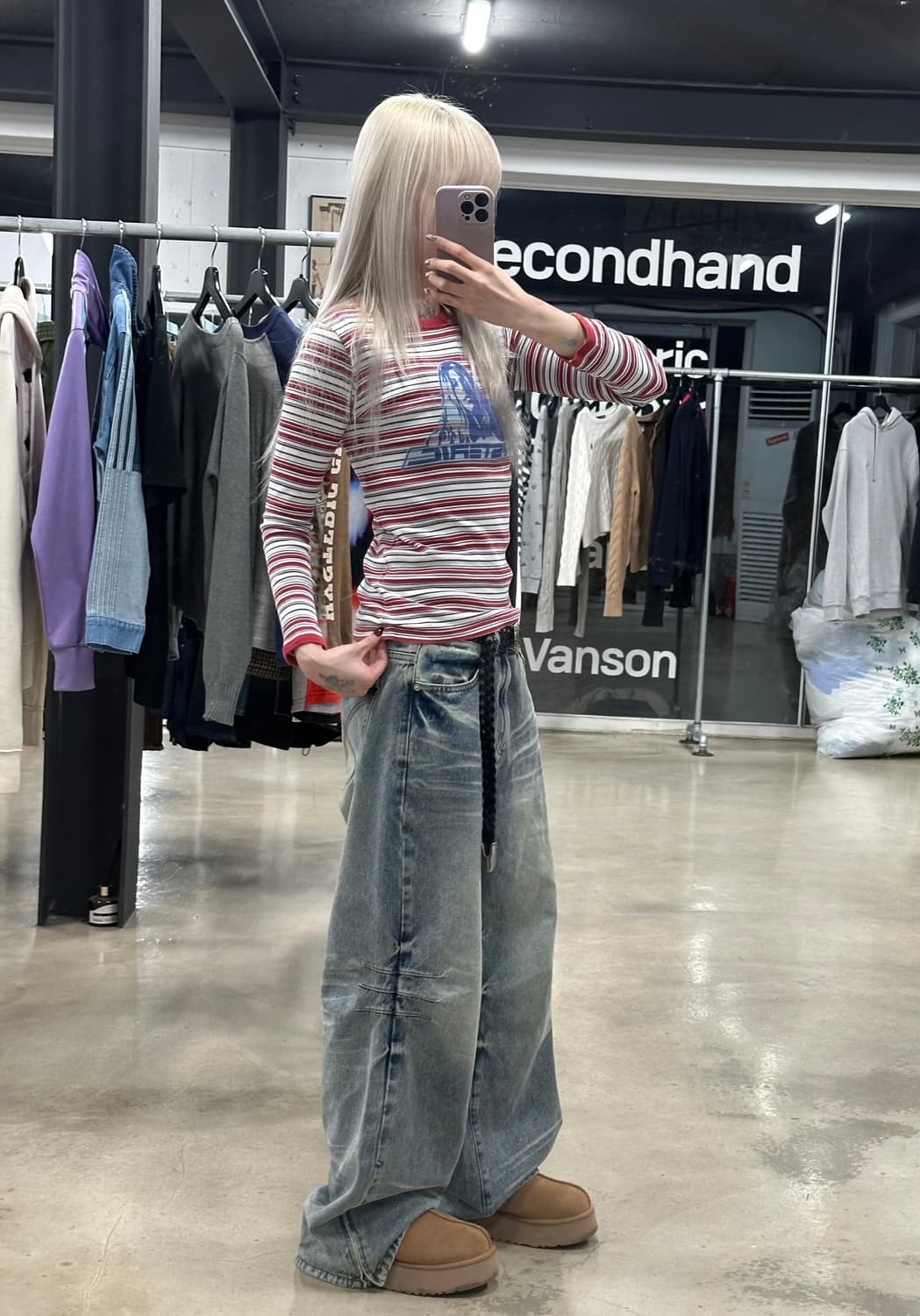  히스테릭 글래머 스트라이프 긴팔 티셔츠 상품이미지2