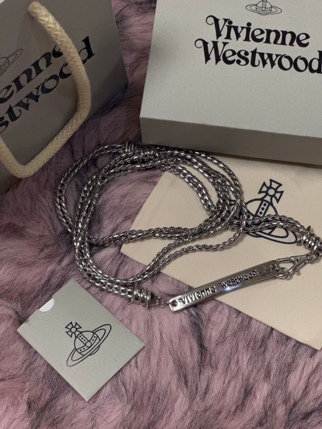 비비안웨스트우드 맨 카릴 체인 로프 초커 로고 목걸이 오네갸루 펑크 상품이미지3