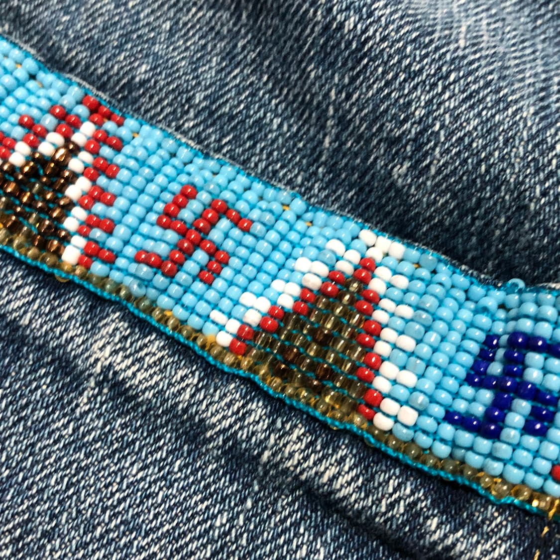 캐피탈 나바호 비즈 프린지 하프 데님팬츠 XL 상품이미지4