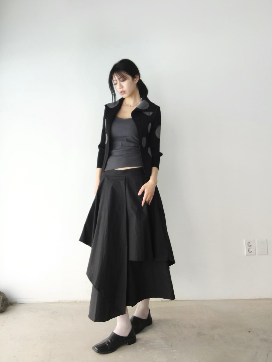 Dot pleats cardigan 상품이미지4
