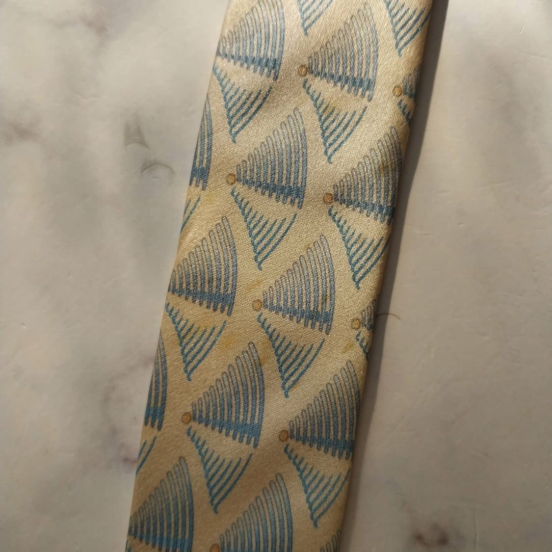 랑방 실크 아이보리 기하 패턴 넥타이 9cm A등급 K1729
 상품이미지10