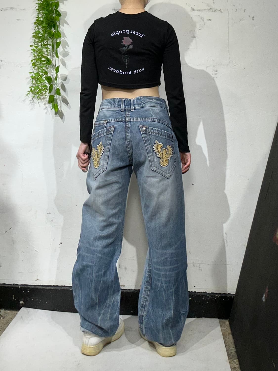 레드 페퍼 와이드 자수 연청 데님 팬츠 워싱 청바지  상품이미지1