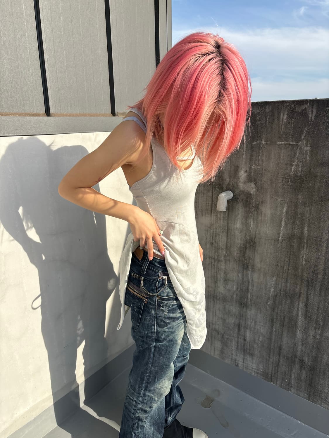 (Japanese vintage) 해골 시스루 나시탑 갸루 상품이미지3