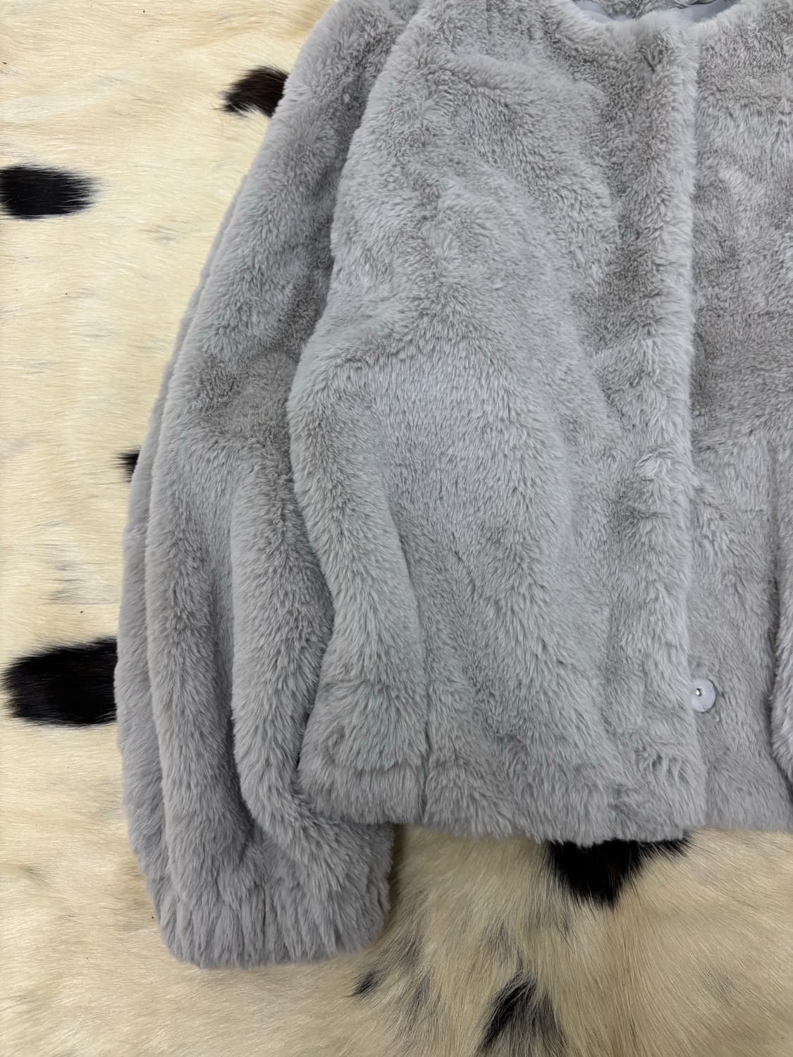 None-Neck Grey Fleece Jacket 상품이미지4