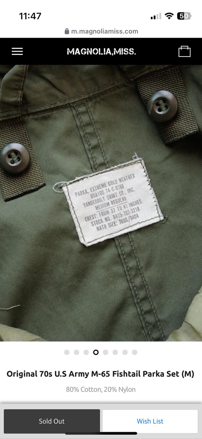 오리지널 피쉬테일 M-65 개파카 M사이즈 팝니다 상품이미지6