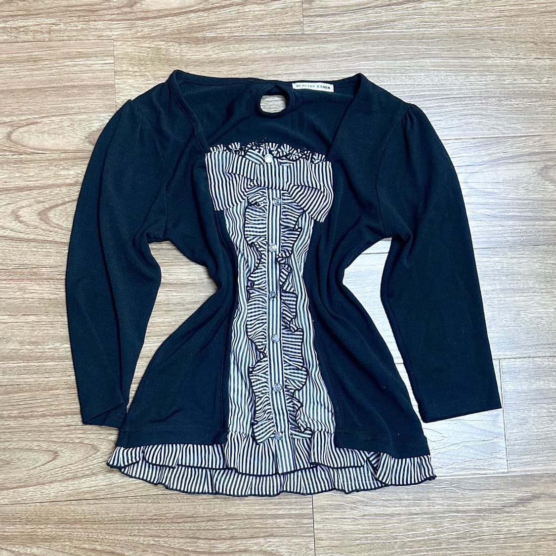 빈티지 리본 레이어드 티셔츠 히메갸루 로걀 라떼 모리걸 헤이세이 발레코어 상품이미지1