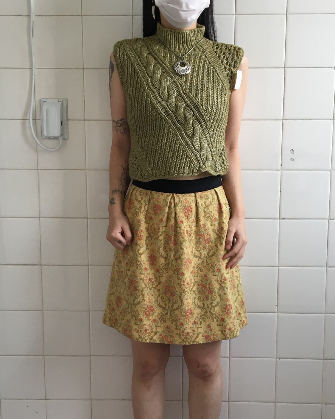 High neck cable pattern knit sleeveless 상품이미지4