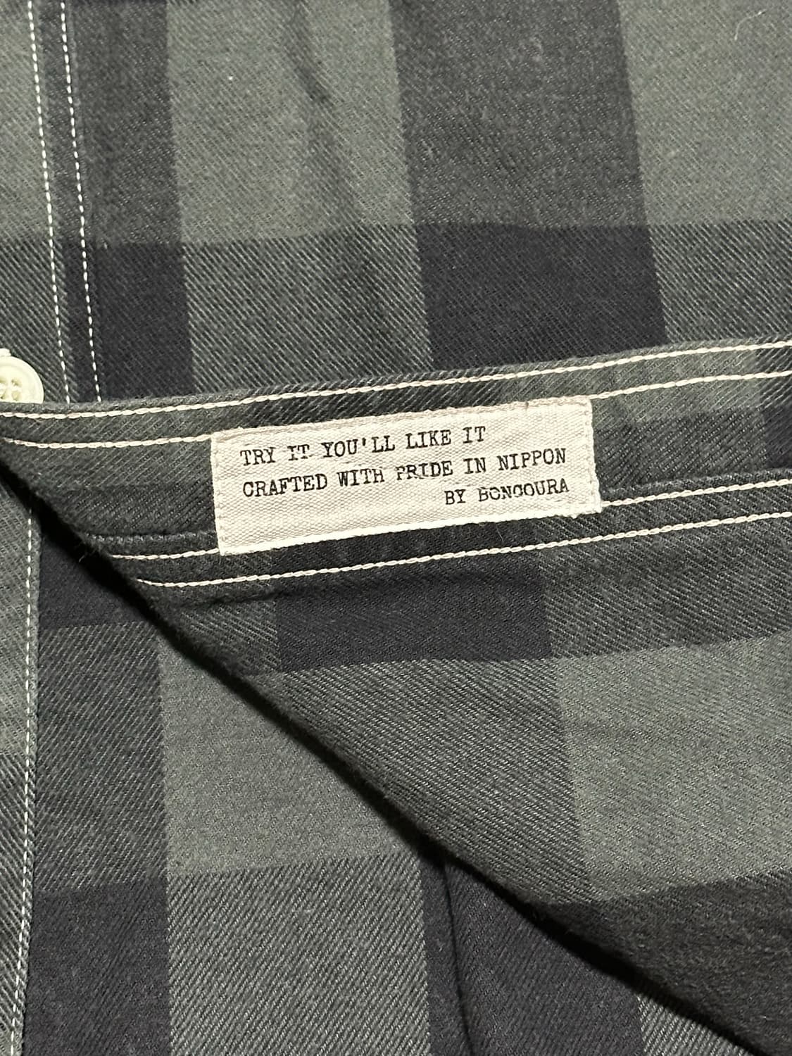 본쿠라 Work Shirt Flannel 블랙X그레이 38 상품이미지5