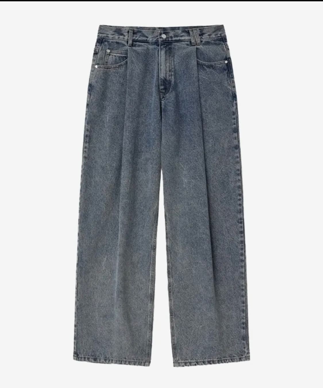 데케트 딥 플리츠 와이드 진 중청 상품이미지4