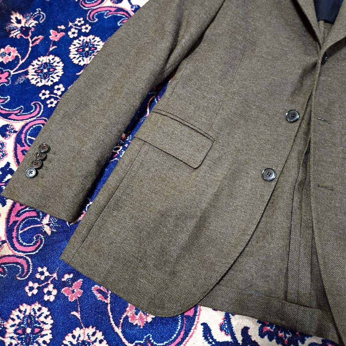 맨온더분 캐시미어 울 혼방 3버튼 헤링본 블레이저 46 상품이미지3