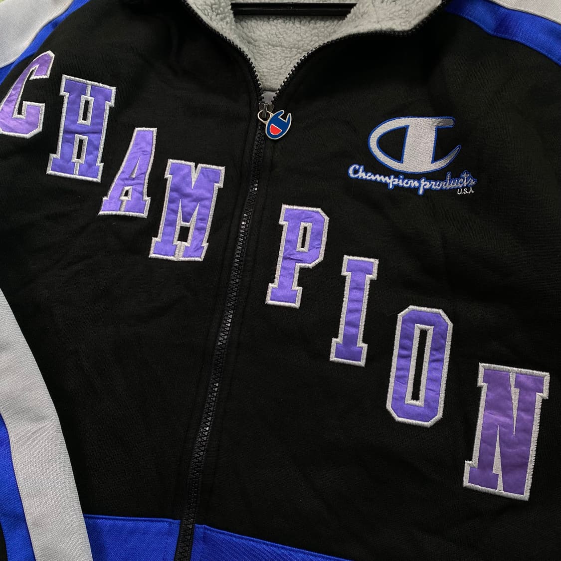 챔피온 90's 올드스쿨 양털 후드 후리스 집업 상품이미지4