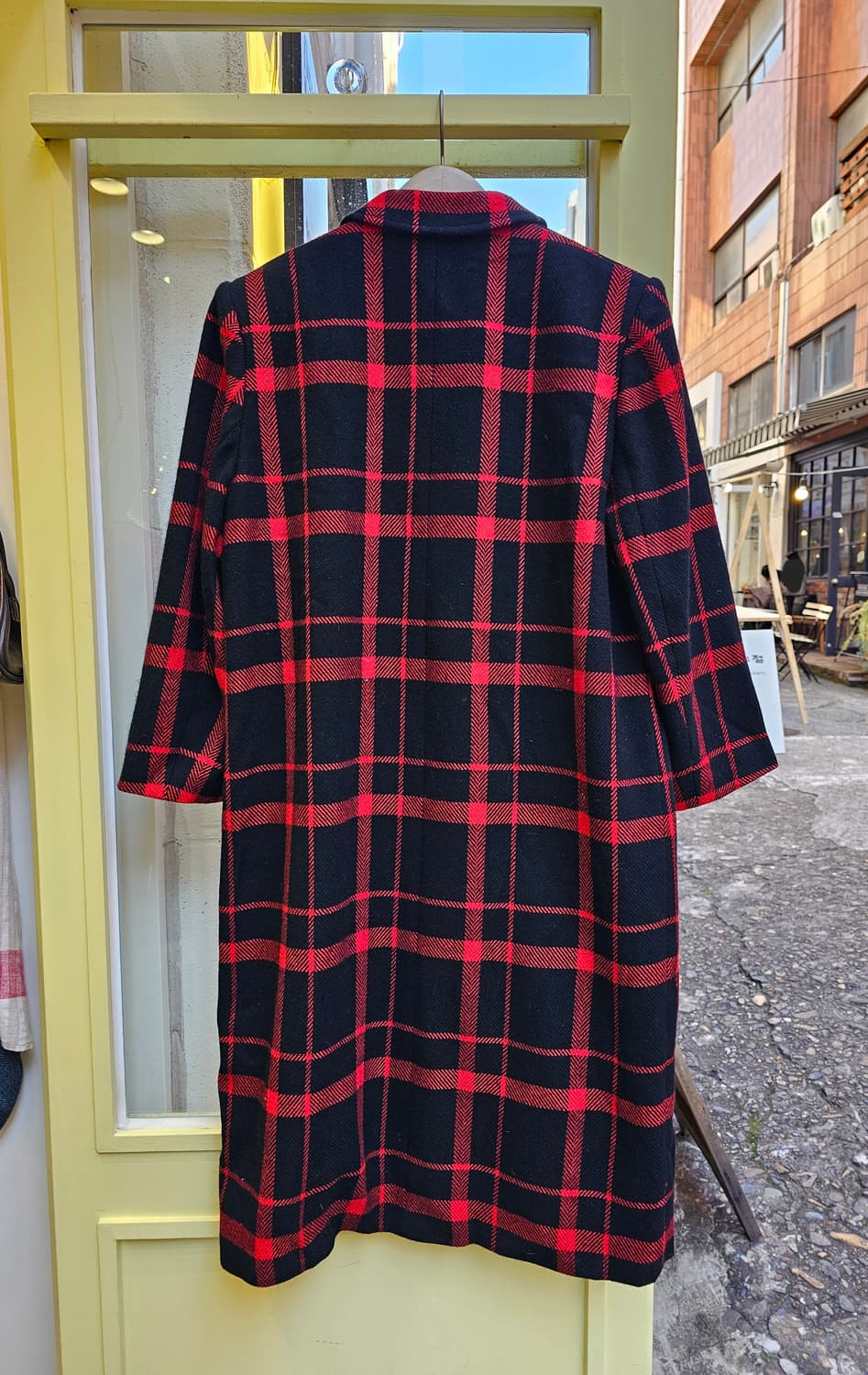 Cojana 레드&블랙 타탄체크 더블 울 코트 상품이미지6