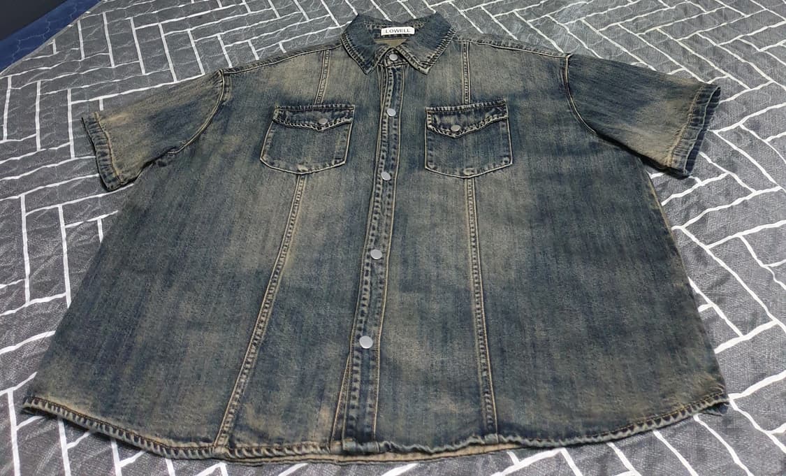 LOWELL 빈티지 워싱 웨스턴 반팔 데님셔츠 (XXL) 상품이미지1