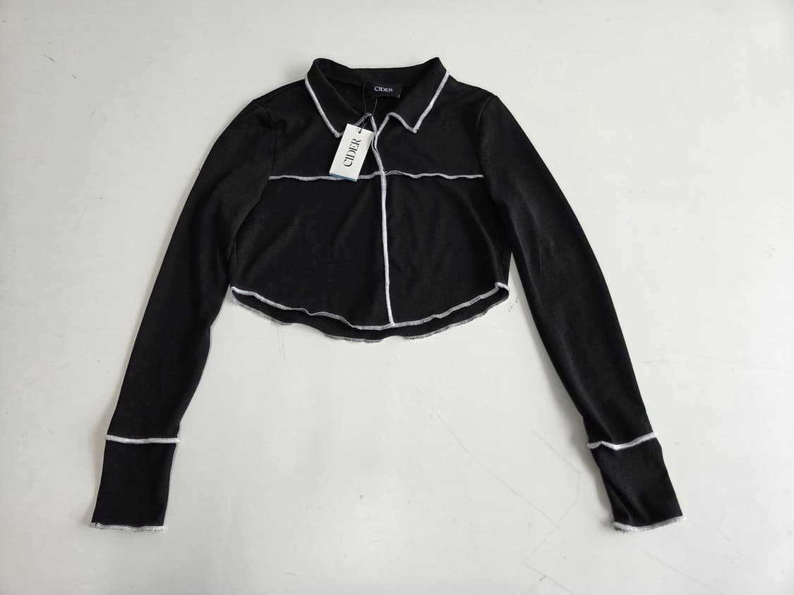 CIDER 스티치크롭셔츠 블랙 S 상품이미지1