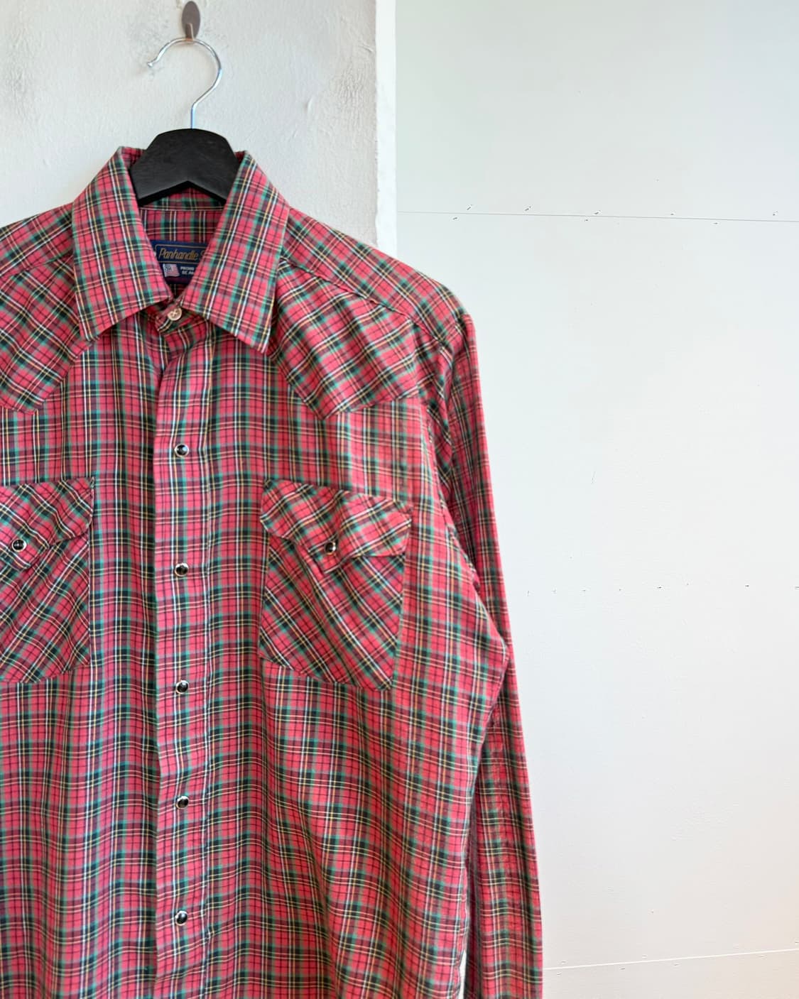 팬핸들 슬림 레드 체크 웨스턴 셔츠  상품이미지5