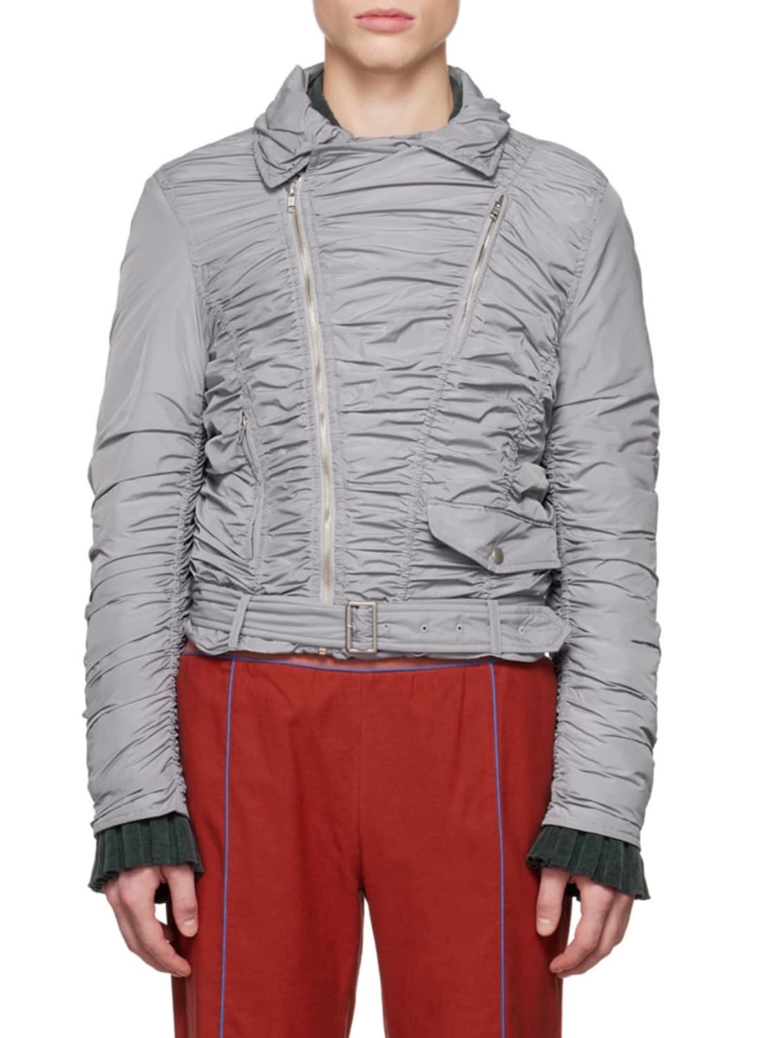 Open yy ruched bomber jacket / gray 상품이미지1