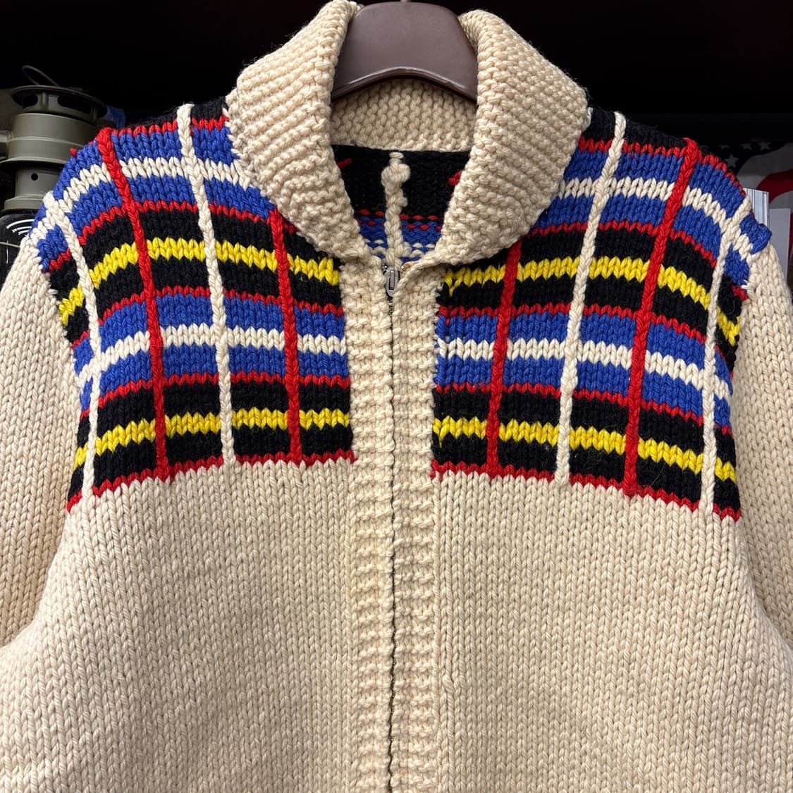 50s-70s lightning 지퍼 헤비 울 코위찬 집업 스웨터 N98 상품이미지3