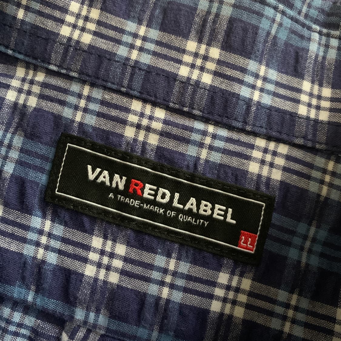 일본 빈티지 VAN RED LABEL 블루 체크 시어서커 셔츠 상품이미지4