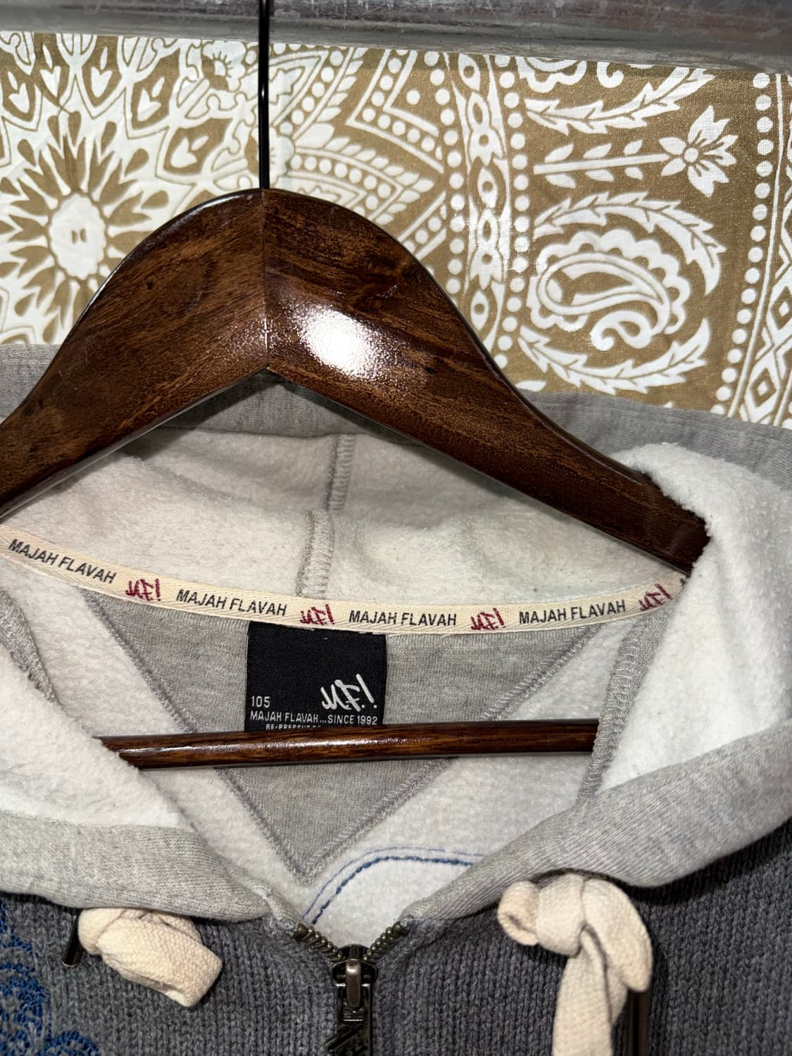 마자플라바 배색 자수 기모 후드집업 상품이미지5