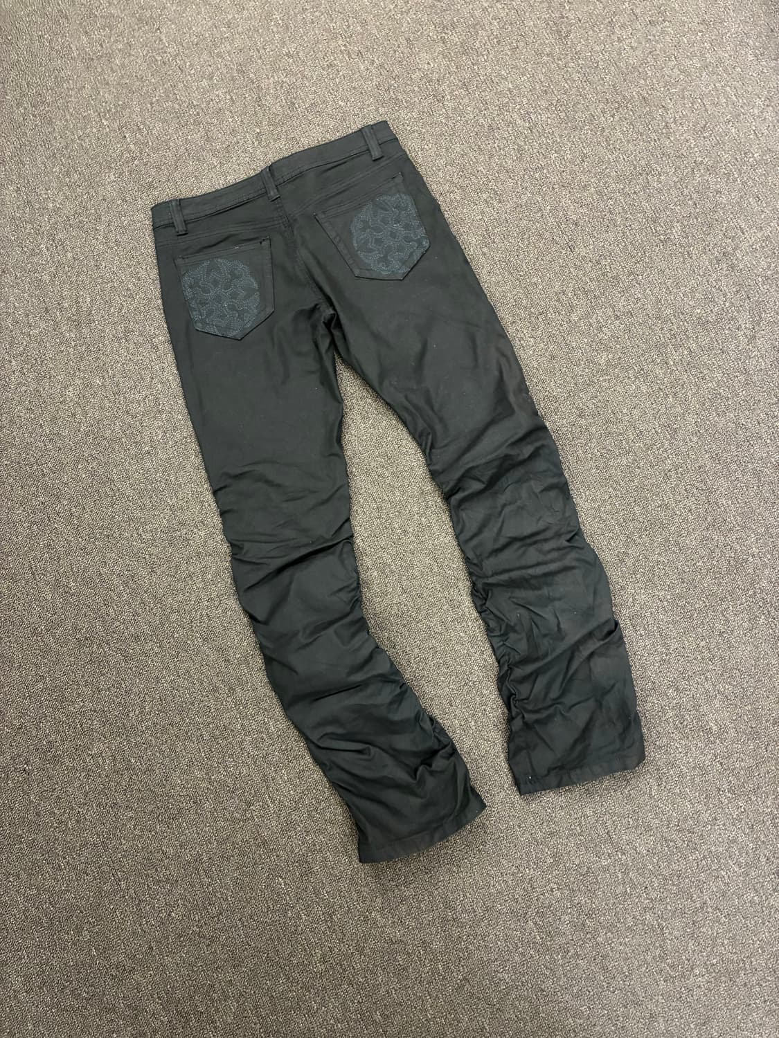 4)Wellbeing 빈티지 여성 셔링 디테일 흑청 데님팬츠 상품이미지8