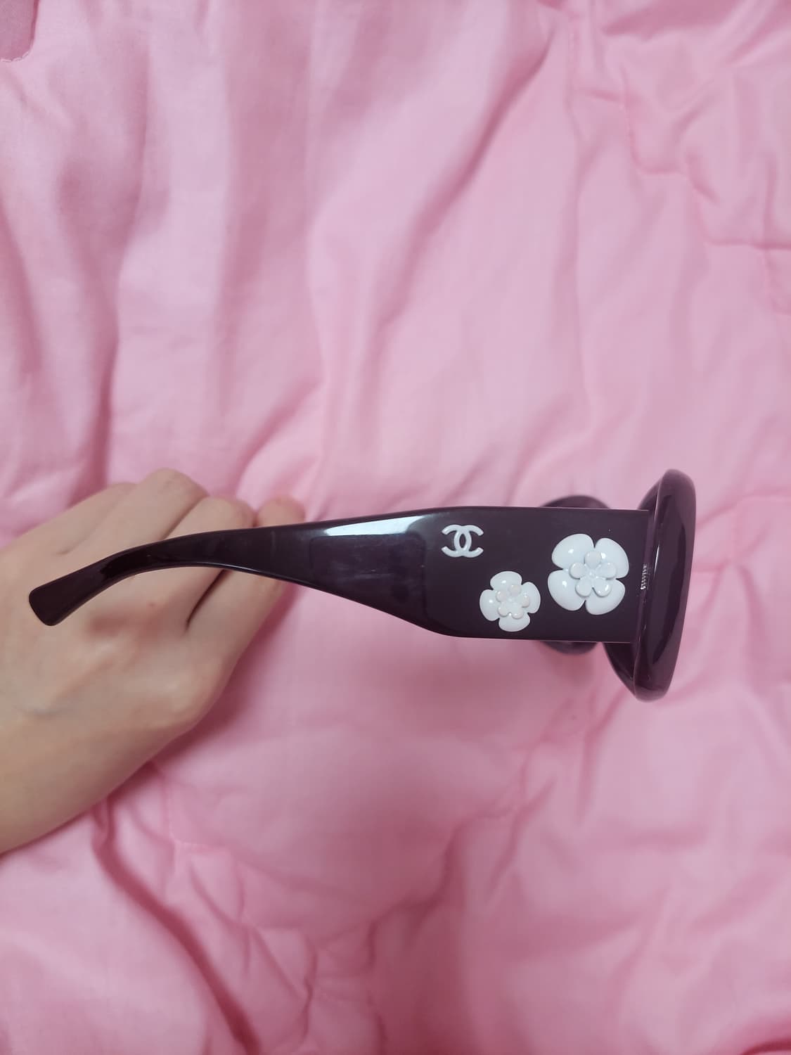 정품)급처상태좋음!샤넬 까멜리아 꽃 장식 로고 러블리 공주 선글라스 상품이미지2