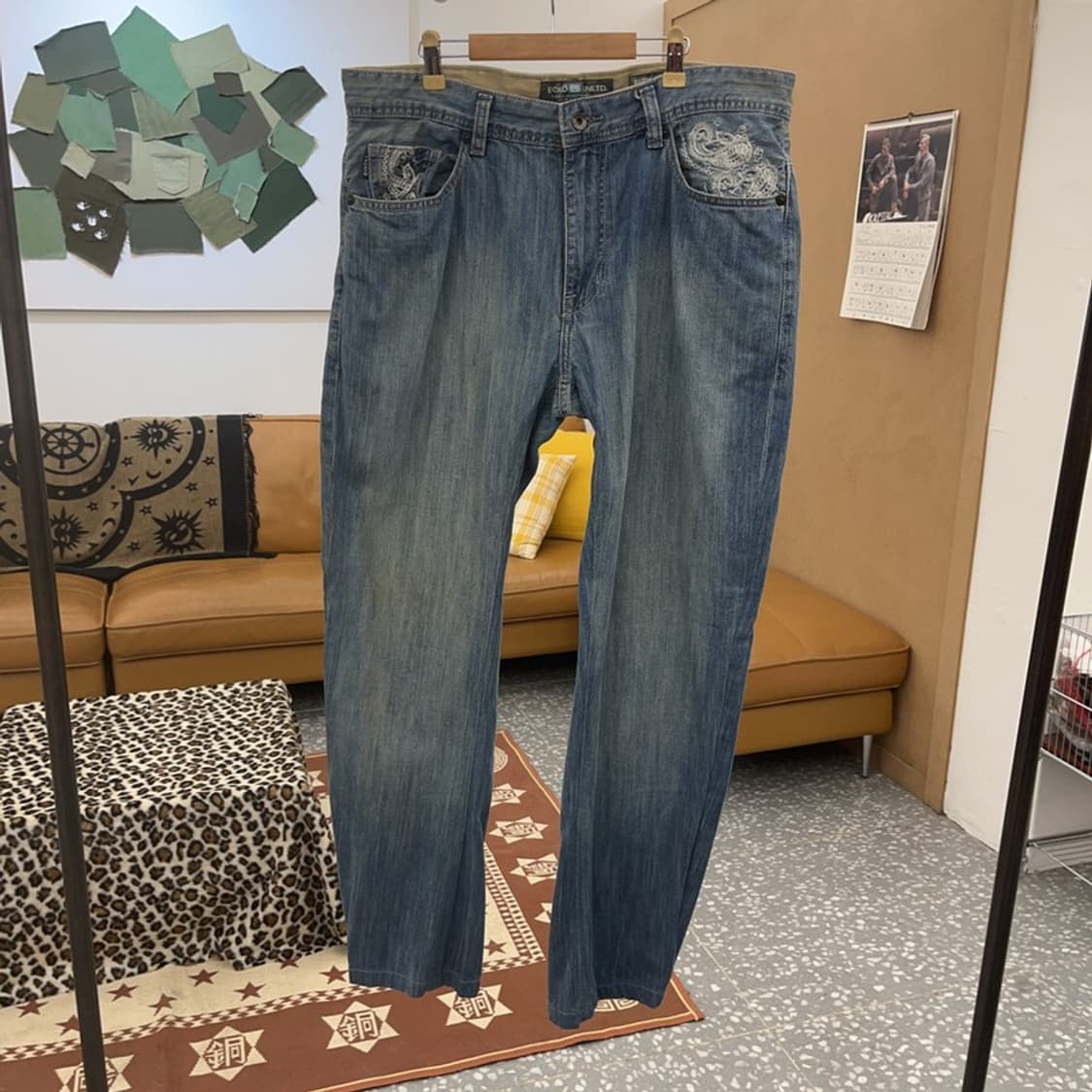 에코리미티드 올드스쿨 키치 펑크 자수 데님팬츠 36인치 C08911 상품이미지4