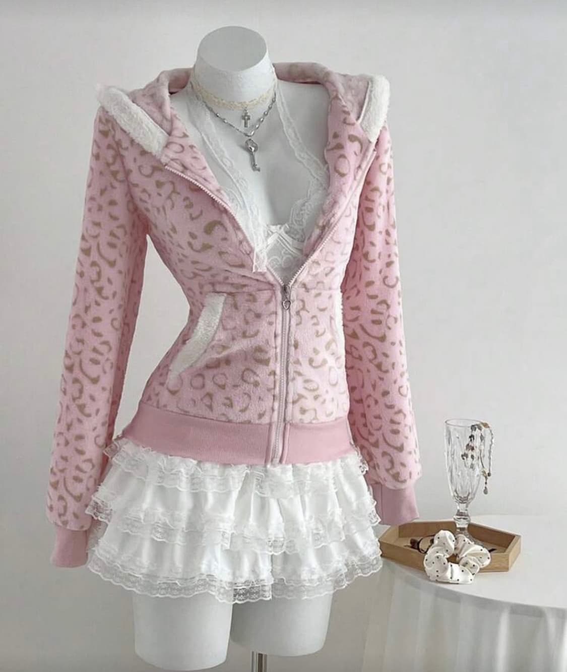 레오파드 핑크 후드집업 (새 상품) 상품이미지2