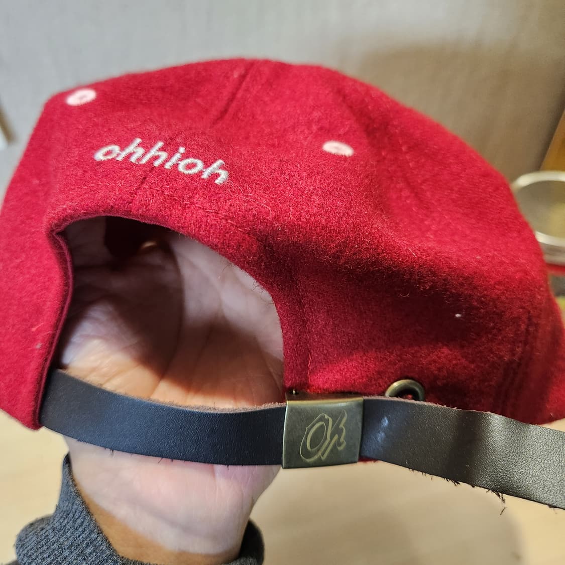 OHIO 울 볼캡 | 레드 펠트 & 레더 스트랩 빈티지 캡 상품이미지3