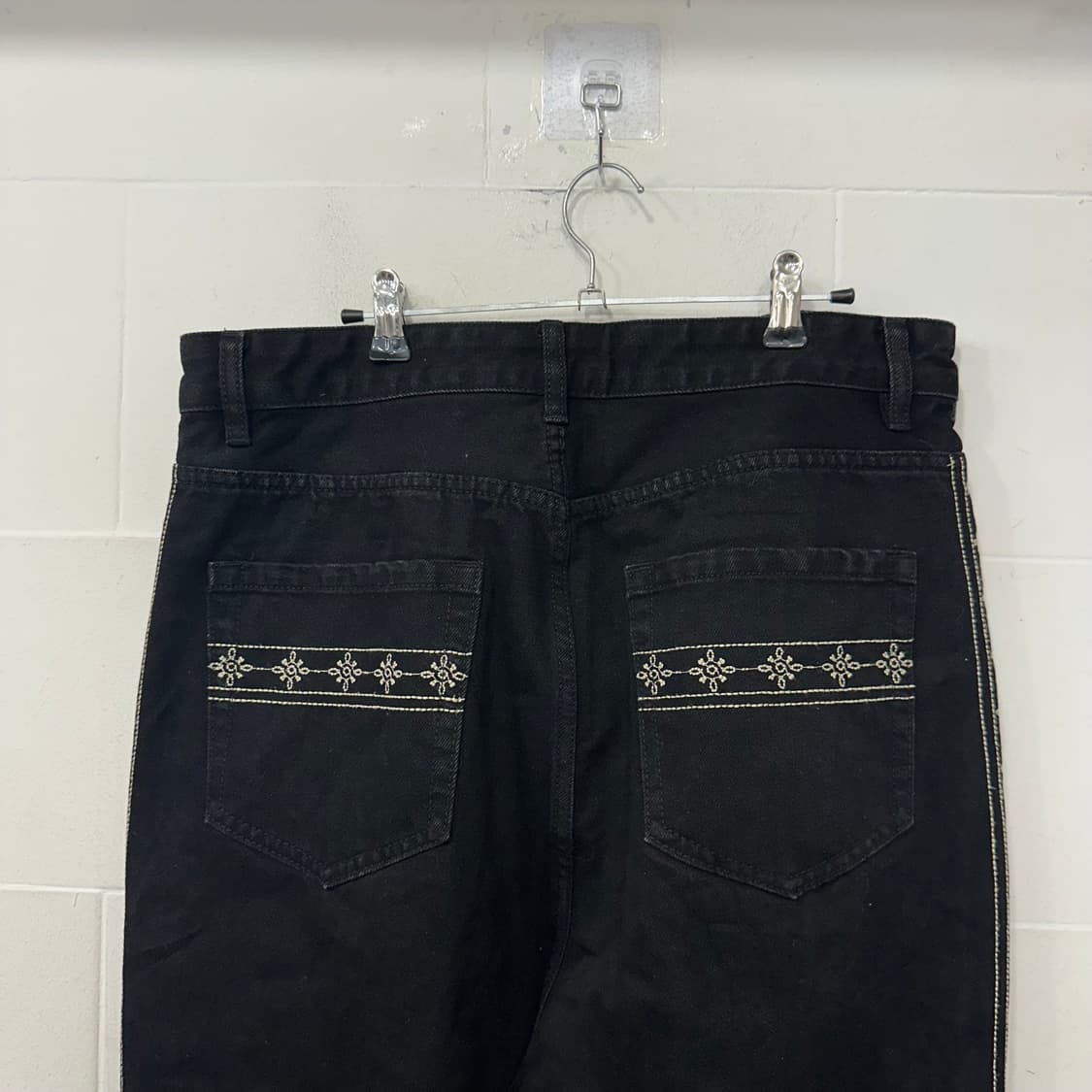 자수 와이드 데님팬츠 상품이미지7