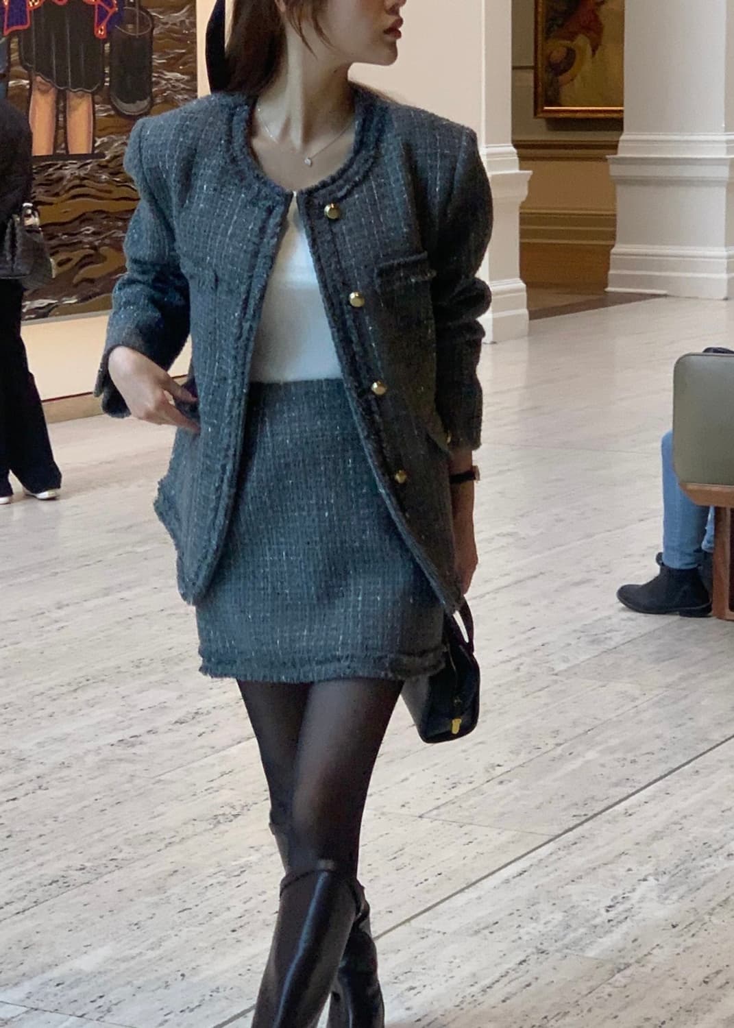 메리온 샤이어 트위드 자켓 스커트 세트 새상품 상품이미지1