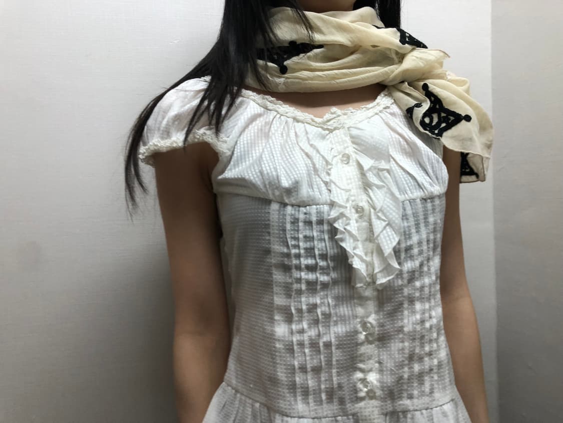 빈티지 아이보리 스타 패턴 스카프 상품이미지4