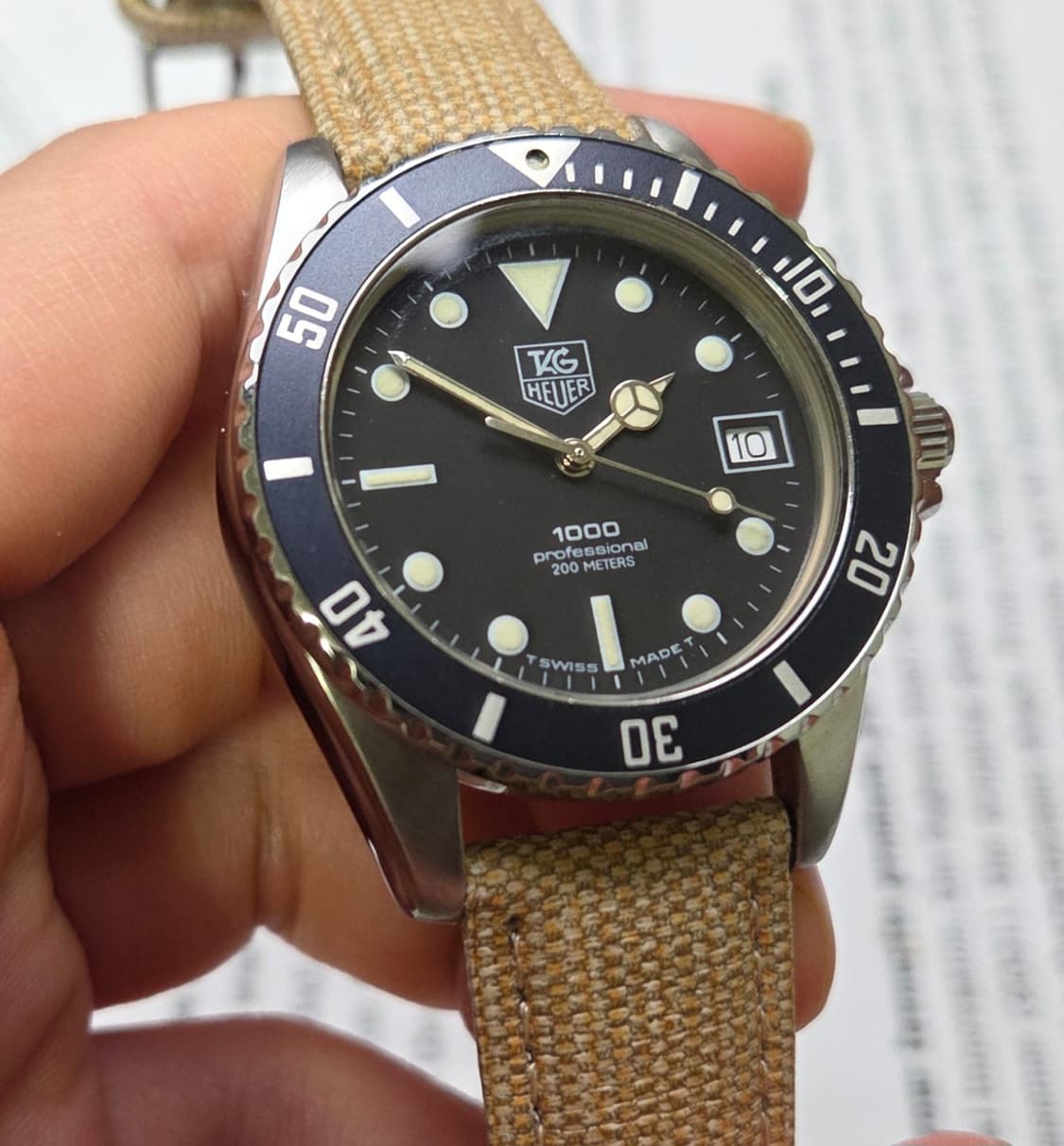 레어] 빈티지 태그호이어 프로페셔널 1000 블랙판 벤츠핸즈 쿼츠 상품이미지4
