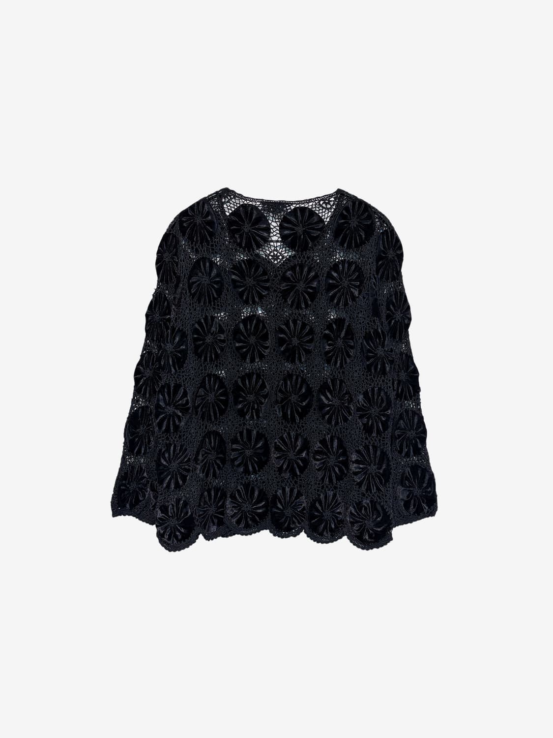 Velvet Flower Punching Cardigan - Black 상품이미지7