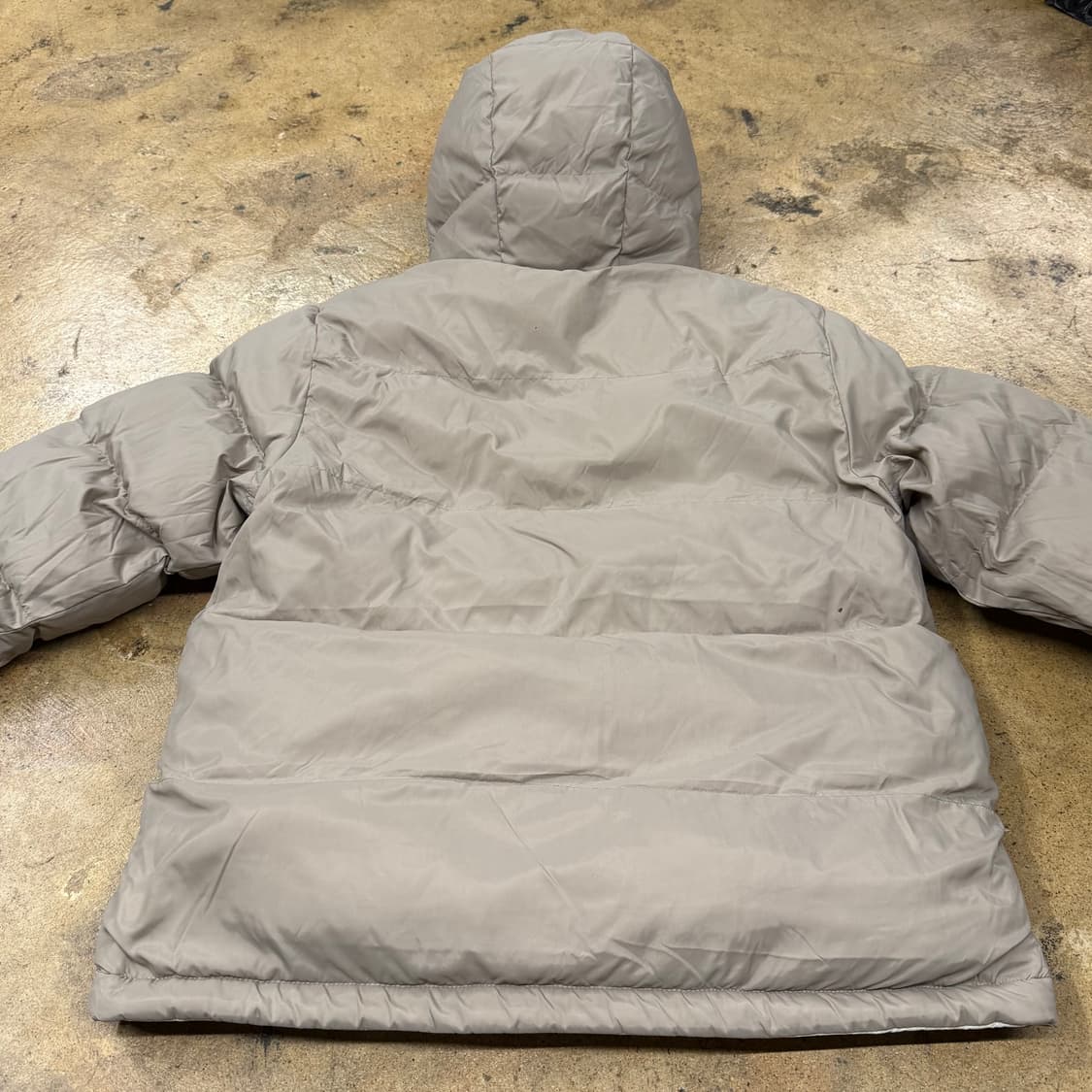[정품/L] 몽벨 후드 패딩 자켓 베이지 아이보리 후리스 양면 b14 상품이미지3