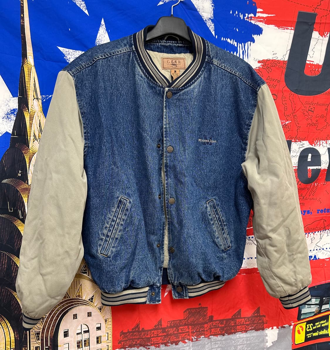 s급 일본빈티지 기어 데님오버핏누빔점퍼 L100 상품이미지3