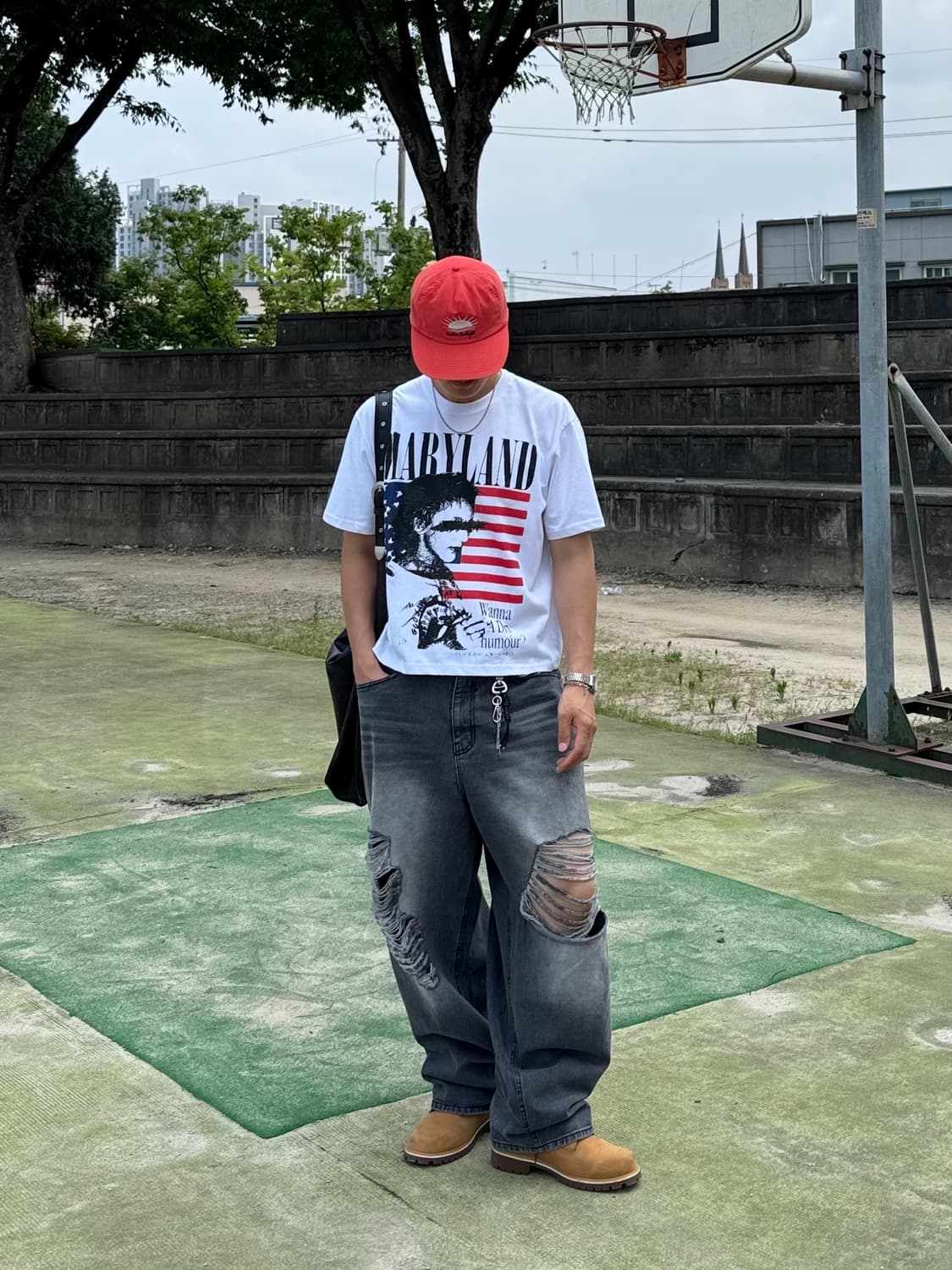 성조기 크롭 반팔티 (택포가격) 상품이미지8