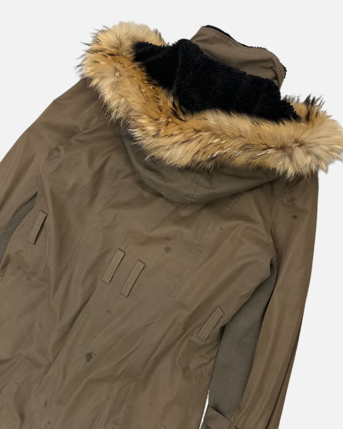 khaki fur hood long parka 상품이미지6