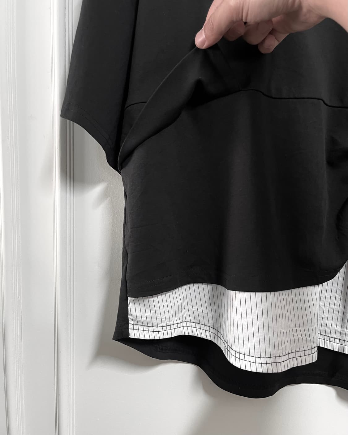Parc.1 by Japan Stripe Mix Asymmetry Top 상품이미지5