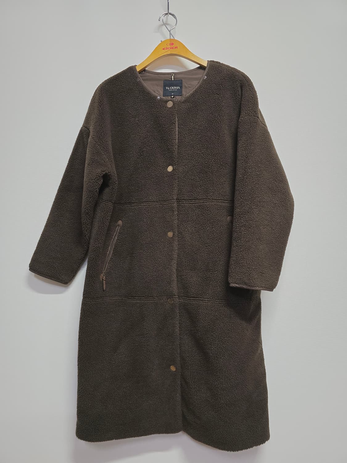 vvolivia 여성 롱 뽀글이 코트 브라운 상품이미지1