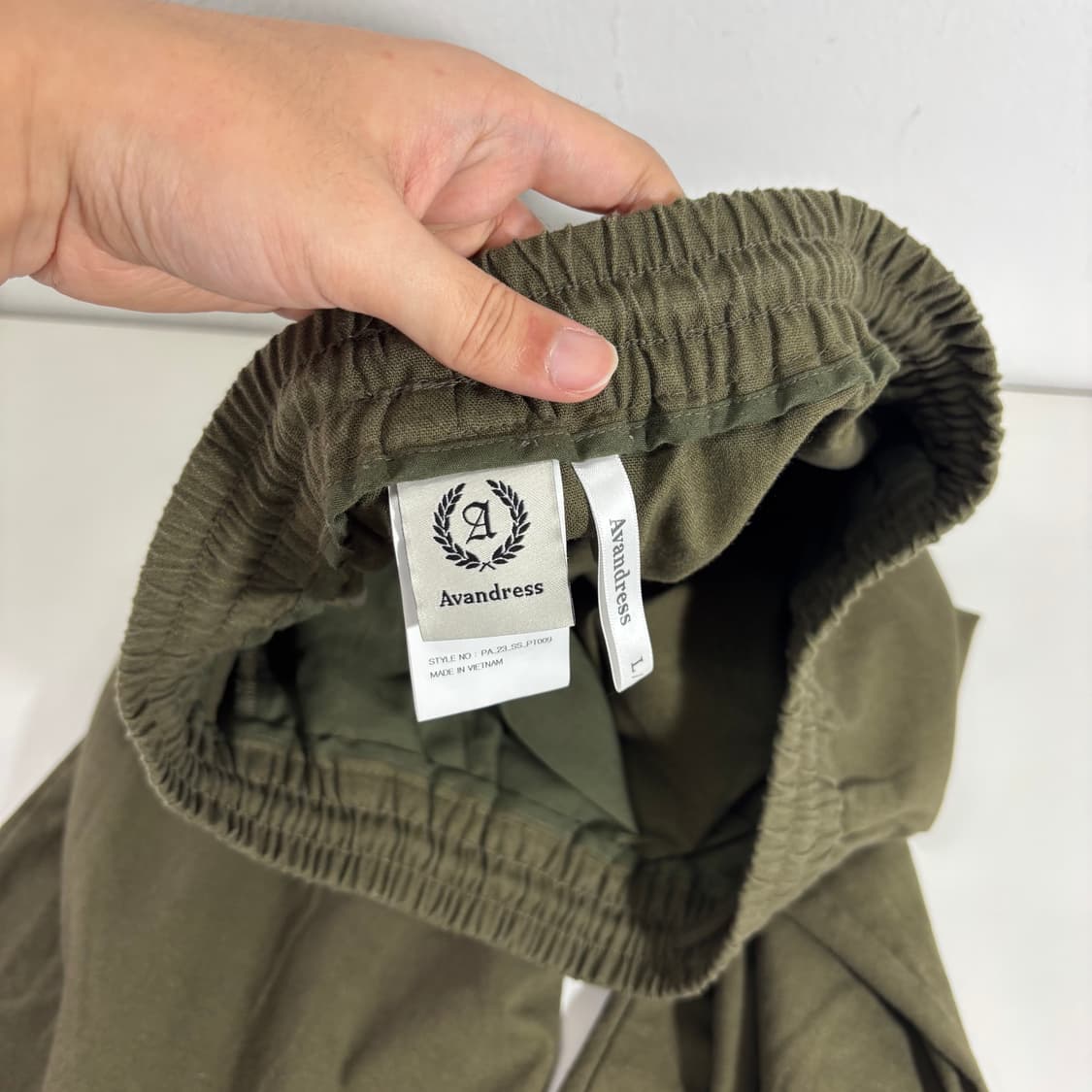 L-XL 어반드레스 카키 와이드핏 코튼린넨 밴딩팬츠 상품이미지5