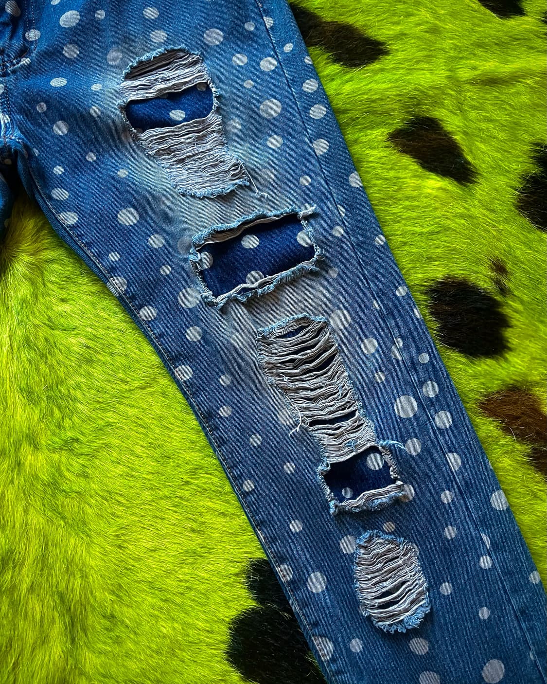 JPN Vintage Dot Pattern Wide Denim Pants 상품이미지7