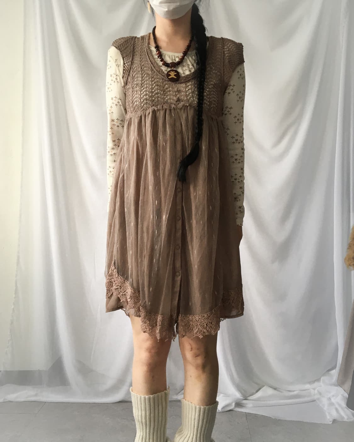 Sha layered crochet onepiece 상품이미지1